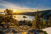 Emerald Bay on Lake Tahoe with snow on mountains #1 Photograph by Steven Heap