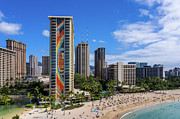 Hilton Hawaiian Village frames the shore in Waikiki Hawaii #3 Photograph by Steven Heap