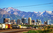 Skyline of Salt Lake City downtown in Utah with Wasatch Range Mountains #1 Photograph by Miroslav Liska