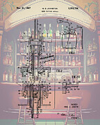 1967 Beer Tap Patent Bar Scene Mixed Media by Dan Sproul