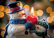 Christmas snowmen candle at xmas #2 Photograph by Steven Heap