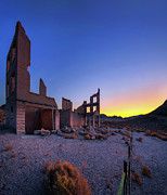 Sunrise above ruined building in Rhyolite, Nevada #3 Photograph by Miroslav Liska