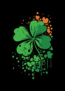 4 Leaf Clover St Patricks Day Paint Splatter Digital Art by Flippin Sweet Gear