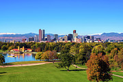 Skyline of Denver downtown with Rocky Mountains #7 Photograph by Miroslav Liska