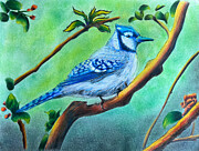 A Blue Bird on a Branch Drawing by Michel Cruz-Garcia