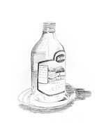 A Bottle of Olive Oil Still Life Drawing by Michel Cruz-Garcia
