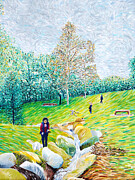 A Child Builds a Shelter Painting by Michel Cruz-Garcia