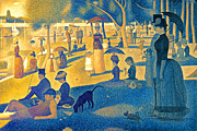 A Sunday Afternoon on the Island of La Grande Jatte - digital recreation in blue and orange Digital Art by Nicko Prints