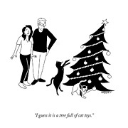 A Tree Full Of Cat Toys Drawing by Maggie Larson