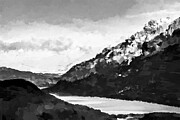 Abstract landscape in black and white Digital Art by Gradify Creations