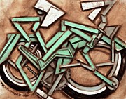 Abstract Turquoise Cruiser Bike Painting by Tommervik