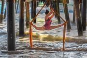 Aerial Silk Dancer Under the Pier Photograph by Rebecca Herranen