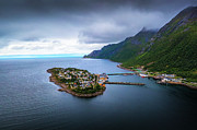 Aerial view of the Husoy fishing village on the Senja Island, Norway Photograph by Miroslav Liska