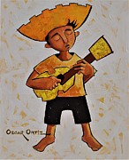 Afincando Painting by Oscar Ortiz