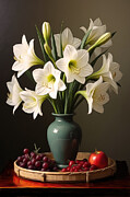 Amaryllis Wall Art Floral Still Life Digital Art by Nature Oil Painting