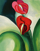 Anthurium, flamingo flower - modernist plant painting by Georgia O'Keeffe Painting by Georgia O'Keeffe