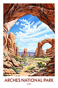 Arches National Park Travel Poster Painting by Land of Dreams