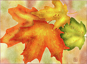 Artistic Hand-drawn Autumn Maple Leaves - Fall Decor for Home and Accessories Digital Art by Snow Iris Studio