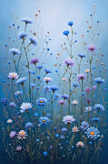 Aster Wall Art Wildflowers Oil Painting Digital Art by Nature Oil Painting