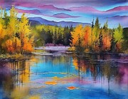 Autumn on the Water Digital Art by Eris And AI