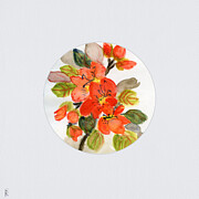 Autumn Orange Azalea on Light Gray Watercolor Paper Mixed Media by Elizabeth Reich