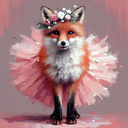 Ballerina Fox Ai Art by Lucia Stewart