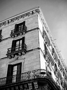 Barcelona Eixample Architecture Print - Symmetrical Corner Building - BW Fine Art Wall Art Photograph by Travel Essayist