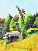 Barn  Swallow looking for a Home Painting by Jan Dappen