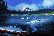 Beach Mountain Digital Oil Painting Digital Art by Nature Oil Painting