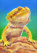 Bearded Dragon Portrait Painting by Rebecca Wang