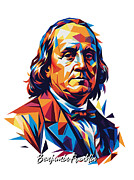Benjamin Franklin #1 in WPAP Pop Art Digital Art by Vector Artnesia