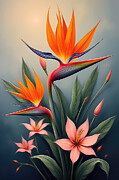 Bird of Paradise Wall Art Digital Art by Nature Oil Painting