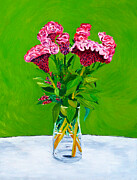 Bouquet of Red Celosia Flowers Painting by Michel Cruz-Garcia