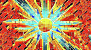 Broken Tile Sun Mosaic Digital Art by David Manlove