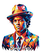 Bruno Mars #1 in WPAP Pop Art Digital Art by Vector Artnesia
