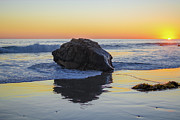 California Beach Sunset with Rock Reflection Photograph by Matthew DeGrushe