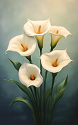 Calla Lilies Wall Art Vintage Oil Painting Digital Art by Nature Oil Painting