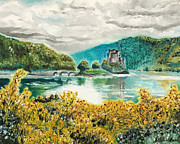 Castle in a Lake Painting by Michel Cruz-Garcia