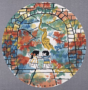 Children On Great Wall of China Painting by Liu Zhong