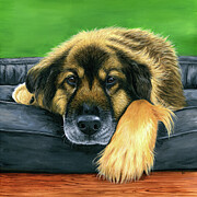 Chips the Dog Painting by Rebecca Wang