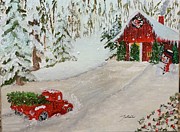 Christmas at the Tree Barn Painting by Juliette Becker