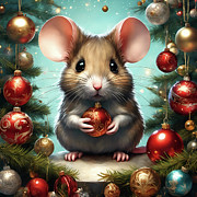 Christmas Mouse Digital Art by Deb Beausoleil