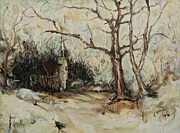 Church in the snow Painting by Susan Orosz