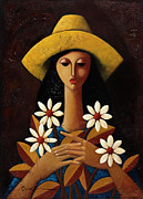 Cinco Margaritas Painting by Oscar Ortiz