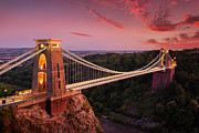 Bristol Bridge at sunset - Clifton suspension bridge over the Avon Gorge at sunset, Bristol, England Photograph by Neale And Judith Clark