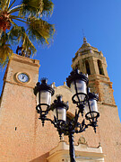 Clock Tower Sitges Spain Church Print Esglesia de Sant Bartomeu i Santa Tecla Mediterranean Fine Art Photograph by Travel Essayist