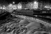 Cocheco River Falls, Dover, NH At Night. Photograph by Jeff Sinon