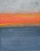 Color Field Hawai'i Cloudy Ocean Sunset Painting by Elizabeth Reich