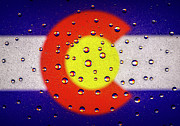 Colorado Flag in Water Droplets Photograph by Kevin Schwalbe