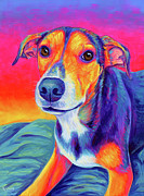 Colorful Beagle Mix - Scrappy Painting by Rebecca Wang